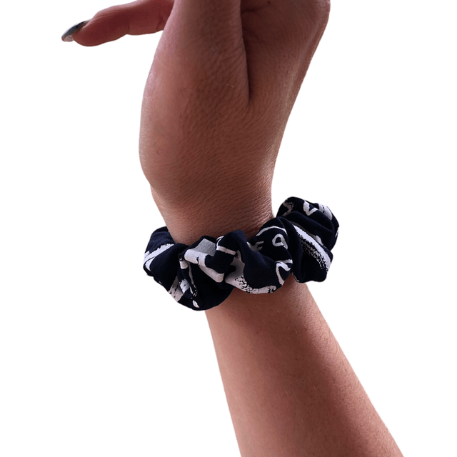 Scrunchie bleu marine et blanc taille S